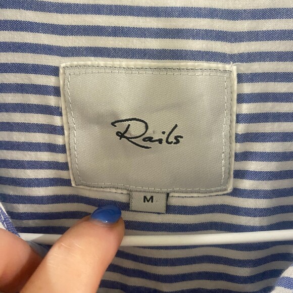 Rails Taylor Banker Stripe With Pearls Top M - Picture 6 of 9